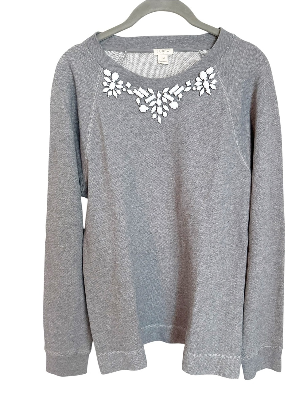 J. Crew Gray Sweatshirt with Jeweled Neckline